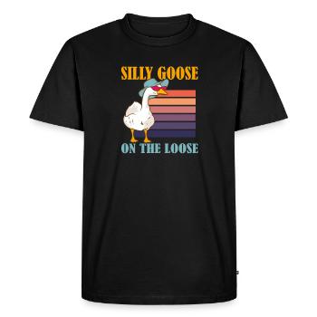 Oie stupide en liberté Dicton hilarant - T-shirt Premium bio Homme - noir - Devant - Nico (187cm)