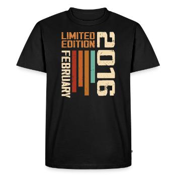 Born in February 2016 Retro 2016 Anniversary - Men's Premium Organic T-Shirt - black - Front - Nico (187cm)