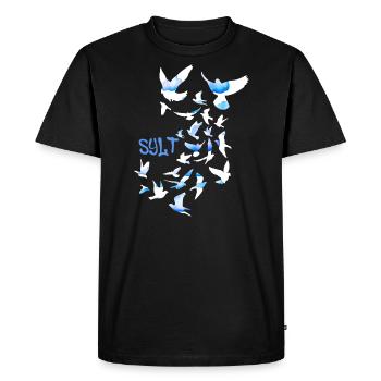 sylt,troupeau d’oiseaux,paix,liberté,sourds,nuages - T-shirt Premium bio Homme - noir - Devant - Nico (187cm)