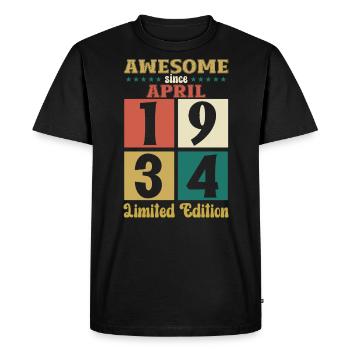 90e anniversaire cadeau mari avril Vintage 1934 - T-shirt Premium bio Homme - noir - Devant - Nico (187cm)