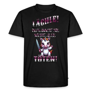 Böses Einhorn, lustiger Spruch - Männer Premium Bio T-Shirt - Schwarz - Vorne - Nico (187cm)
