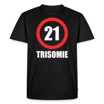 Down syndrome - Men's Premium Organic T-Shirt - black - Front - Nico (187cm)