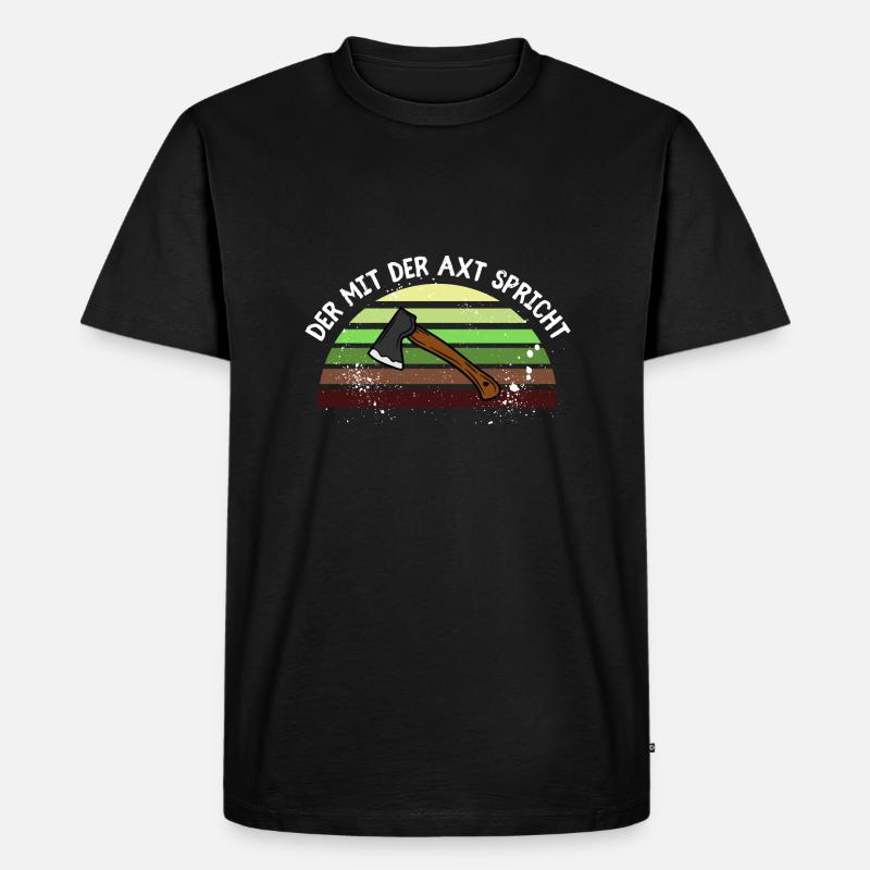 Der mit der Axt spricht - Männer Premium Bio T-Shirt - Schwarz
