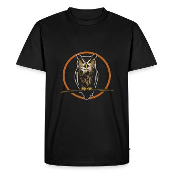 Owl sitting on a branch - Men's Premium Organic T-Shirt - black - Front - Nico (187cm)