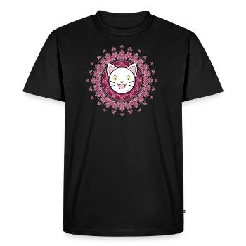 Enthousiaste chat décoratif Ornement - T-shirt Premium bio Homme - noir - Devant - Nico (187cm)