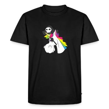 Pansement cheval licorne arc-en-ciel caraïbes - T-shirt Premium bio Homme - noir - Devant - Nico (187cm)