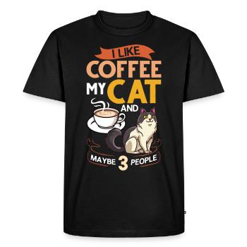 Cafetière Chat Machine Chaton Tasse Grains - T-shirt Premium bio Homme - noir - Devant - Nico (187cm)