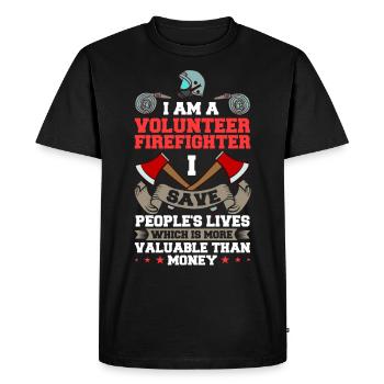 Pompiers volontaires - T-shirt Premium bio Homme - noir - Devant - Nico (187cm)