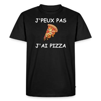 Je peux pas j'ai pizza - T-shirt Premium bio Homme - noir - Devant - Nico (187cm)