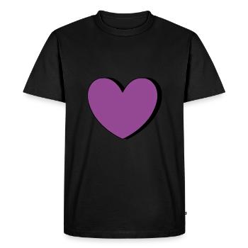 Coeur Violet Noir Saint Valentin - T-shirt Premium bio Homme - noir - Devant - Nico (187cm)