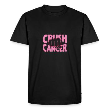 Smash cancer avec ruban rose poing - T-shirt Premium bio Homme - noir - Devant - Nico (187cm)