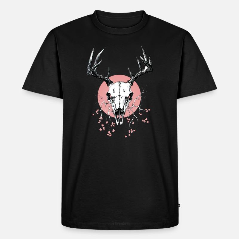 Hirschschädel (pink) - Männer Premium Bio T-Shirt - Schwarz