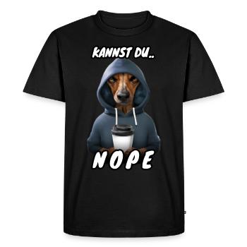 Hund Dackel Spruch Kannst du - Männer Premium Bio T-Shirt - Schwarz - Vorne - Nico (187cm)