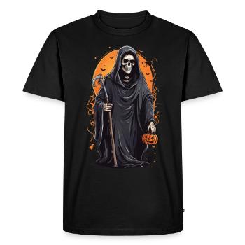 Conception de bonbons drôle Grim Reaper Halloween - T-shirt Premium bio Homme - noir - Devant - Nico (187cm)