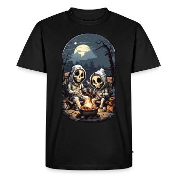 Squelettes drôles Halloween feu de camp - T-shirt Premium bio Homme - noir - Devant - Nico (187cm)