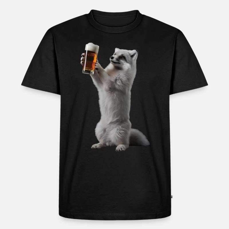 Polarfuchs Bier - Männer Premium Bio T-Shirt - Schwarz