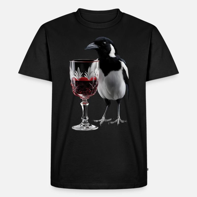 Elster Wein - Männer Premium Bio T-Shirt - Schwarz
