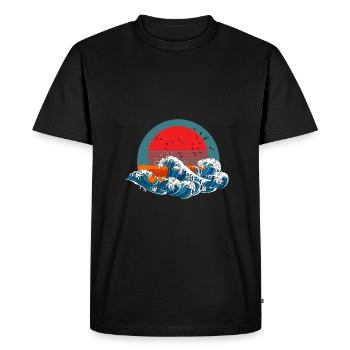 Style japonais Kanagawa Wave Aesthetic Japan - Men's Premium Organic T-Shirt - black - Front - Nico (187cm)
