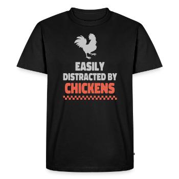Easily Distracted By Chickens - Men's Premium Organic T-Shirt - black - Front - Nico (187cm)
