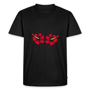 Fleur rouge fleurs rouge fleurs rouge hibiscus - T-shirt Premium bio Homme - noir - Devant - Nico (187cm)