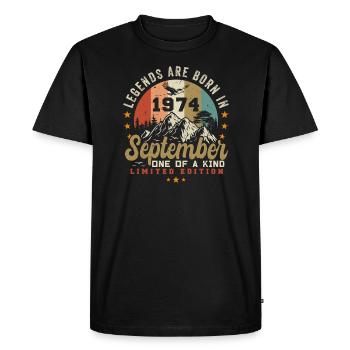 Septembre 1974, né en 1974 - T-shirt Premium bio Homme - noir - Devant - Nico (187cm)