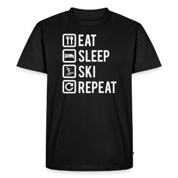 Eat Sleep Ski Repeat Eating Sleeping Skiing - Men's Premium Organic T-Shirt - black - Front - Nico (187cm)