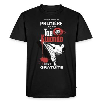 Taekwondo Art Martial, Première Leçon Self-Défense - T-shirt Premium bio Homme - noir - Devant - Nico (187cm)