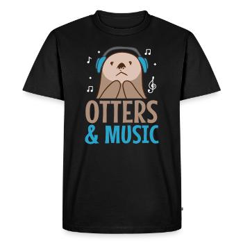 Loutres et musicien de musique Sea Animal Forest - T-shirt Premium bio Homme - noir - Devant - Nico (187cm)