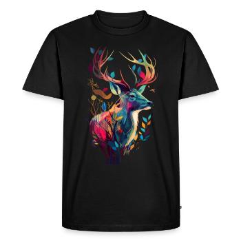 Chasse au cerf coloré - T-shirt Premium bio Homme - noir - Devant - Nico (187cm)