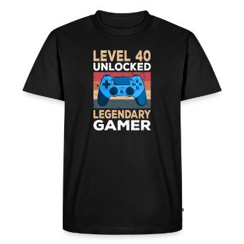 Niveau 40 Débloqué 40th Birthday Gamer - T-shirt Premium bio Homme - noir - Devant - Nico (187cm)