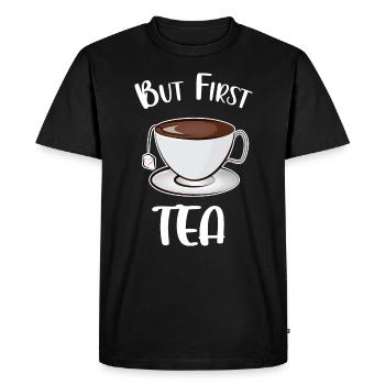 But First Tea - Men's Premium Organic T-Shirt - black - Front - Nico (187cm)
