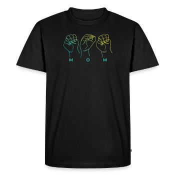 Maman en langue des signes américaine - T-shirt Premium bio Homme - noir - Devant - Nico (187cm)