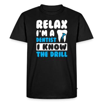 Détendez-vous Je suis dentiste - T-shirt Premium bio Homme - noir - Devant - Nico (187cm)