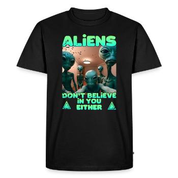 Alien Selfie - Aliens don't believe - Men's Premium Organic T-Shirt - black - Front - Nico (187cm)