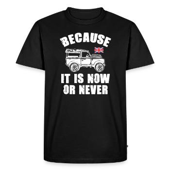Landy Because It IS Now or Never - Men's Premium Organic T-Shirt - black - Front - Nico (187cm)