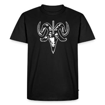 Goat Head with Cross (inverted) - Men's Premium Organic T-Shirt - black - Front - Nico (187cm)