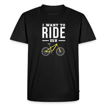 Jeg vil ride på min cykel - Herre Premium økologisk T-shirt - sort - Foran - Nico (187cm)