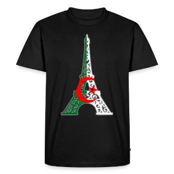 Paris Algérie - T-shirt Premium bio Homme - noir - Devant - Nico (187cm)