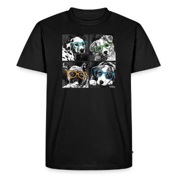 PD Moreno Chiens à lunettes - T-shirt Premium bio Homme - noir - Devant - Nico (187cm)