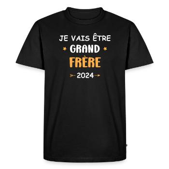 Je vais etre grand frère 2024 - T-shirt Premium bio Homme - noir - Devant - Nico (187cm)