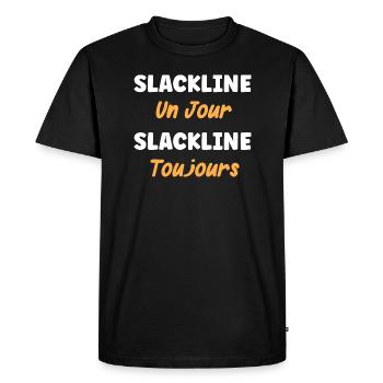 Slackline un jour Slackline toujours - T-shirt Premium bio Homme - noir - Devant - Nico (187cm)