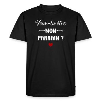 Veux-tu être mon parrain ? - T-shirt Premium bio Homme - noir - Devant - Nico (187cm)