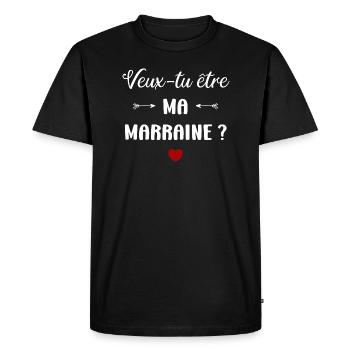 Veux-tu être ma marraine ? - T-shirt Premium bio Homme - noir - Devant - Nico (187cm)
