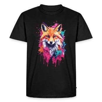 Fox Awesome Dog in Colorful and Cool Design - Men's Premium Organic T-Shirt - black - Front - Nico (187cm)