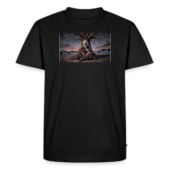 Le philosophe sous l’arbre - T-shirt Premium bio Homme - noir - Devant - Nico (187cm)