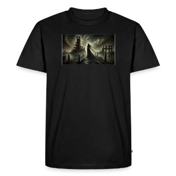 Mysterious figure by the lake - Men's Premium Organic T-Shirt - black - Front - Nico (187cm)