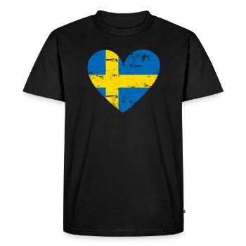 Flaggenherz Schweden Flagge - Männer Premium Bio T-Shirt - Schwarz - Vorne - Nico (187cm)