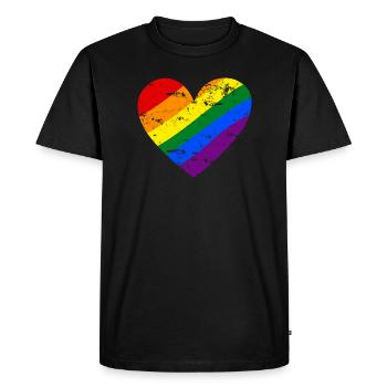 Rainbow Heart - Men's Premium Organic T-Shirt - black - Front - Nico (187cm)