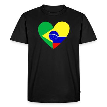 Drapeau Coeur Brésil Colombie Drapeau - T-shirt Premium bio Homme - noir - Devant - Nico (187cm)