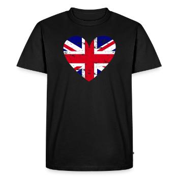 Drapeau Coeur Drapeau britannique - T-shirt Premium bio Homme - noir - Devant - Nico (187cm)